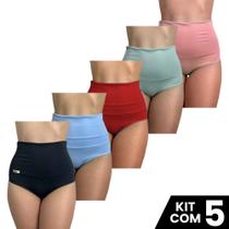 kit 5 Calcinhas Cós Alto 15CM Aperta Barriga Modeladora Compressão Feminina