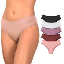 Kit 5 Calcinhas De Algodão Cotton Liso Conforto Estilo Tangão Feminino Atacado