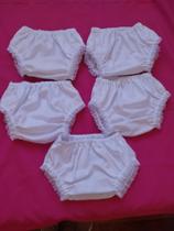 KIT 5 calcinhas de pano tapa fralda para Bebê 100% algodão de cor Branca KIT 5 calcinhas de pano tapa fralda para Bebê 100% algodão de cor Branca