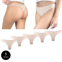 Kit 5 Calcinhas Fio Dental Try Basics Algodão Cotton Básica Lisa Moda Lingerie