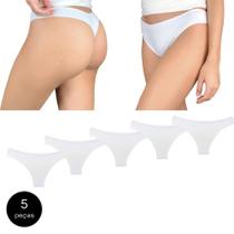 Kit 5 Calcinhas Fio Dental Try Basics Algodão Cotton Básica Lisa Moda Lingerie
