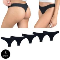 Kit 5 Calcinhas Fio Dental Try Basics Algodão Cotton Básica Lisa Moda Lingerie