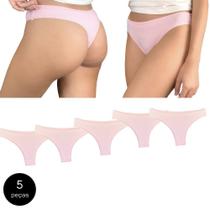 Kit 5 Calcinhas Fio Dental Try Basics Algodão Cotton Básica Lisa Moda Lingerie