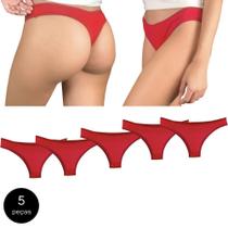 Kit 5 Calcinhas Fio Dental Try Basics Algodão Cotton Básica Lisa Moda Lingerie