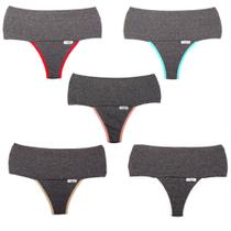 Kit 5 Calcinhas Fitness Segura Barriga Cós Duplo Compressão Kit 5 Calcinhas Fitness Segura Barriga Cós Duplo Compressão
