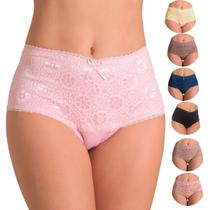 Kit 5 Calcinhas Hot Pant Modeladora Cintura Alta Lateral Larga de Cotton Algodão Lingerie Conforto