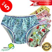 Kit 5 Calcinhas Infantil Algodão Criança Estampada Levinha