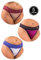 Kit 5 Calcinhas Lisa Lingerie Microfibra Bandeira Com Viés