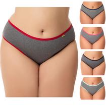 Kit 5 Calcinhas Monaliza Plus Size Cintura Alta Mescla Elástico Colorido Confortável Mavique