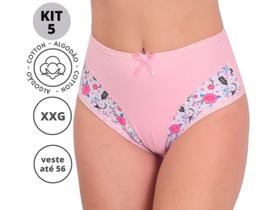 Kit 5 Calcinhas Plus Size Algodão Cotton Calçola do 48 ao 56 Grande Confortável