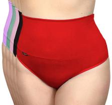 Kit 5 Calcinhas Plus Size Cintura Alta 19CM Cós Alto Microfibra Lingerie Confortável Modeladora Ajuste Perfeito