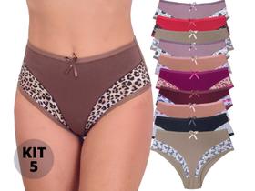 Kit 5 Calcinhas Senhora Plus Size em Algodão Cotton de Cintura Alta e Lado Largo Até o 52 Atacado Kit 5 Calcinhas Senhora Plus Size em Algodão Cotton de Cintura Alta e Lado Largo Até o 52 Atacado