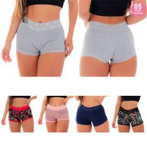 Kit 5 Calcinhas Short Copacabana Algodão Penteado Kit 5 Calcinhas Short Copacabana Algodão Penteado