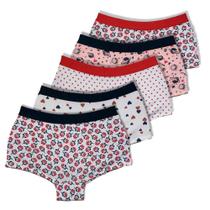 Kit 5 Calcinhas Shortinho Cueca Boxer Feminina Cintura Alta com Elástico