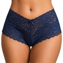 Kit 5 Calcinhas Shortinho Shorts Renda Rendada Caleçon Calesson Tanga Sexy Forro Algodão Lingerie Confortável