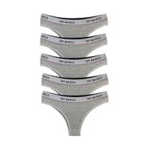Kit 5 Calcinhas Tanga Cotton Algodão Confortável com Elástico Try Basics