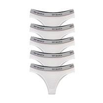 Kit 5 Calcinhas Tanga Cotton Algodão Confortável com Elástico Try Basics