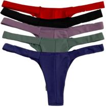 Kit 5 Calcinhas Tanga Fio Duplo Feminino Tirinhas Biquini Lingerie Microfibra Conforto