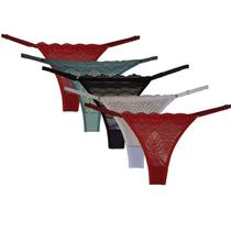 Kit 5 Calcinhas Tanga Fio Duplo Moda Íntima Feminina