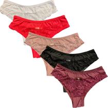 Kit 5 Calcinhas Tanga Fristyle Em Microfibra Com Renda Lisa Adulto Kit 5 Calcinhas Tanga Fristyle Em Microfibra Com Renda Lisa Adulto
