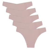 Kit 5 Calcinhas Tanga Sem Costura Poliamida Huxter Bege