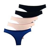 Kit 5 Calcinhas Tanga Try Basics Algodão Cotton Básica Lisa Moda Lingerie