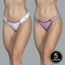 Kit 5 Calcinhas Vekyo Lingerie Microfibra Estampada