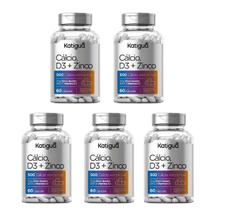 Kit 5 Calcio Vitamina D3 + Zinco 60 Cápsulas. Katigua