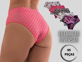 Kit 5 Calçola Calcinhas Estampadas Cós Alto Conforto Revenda Kit 5 Calçola Calcinhas Estampadas Cós Alto Conforto Revenda