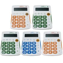 Kit 5 calculadoras colorida com 12 digitos mesa atacado - Moon