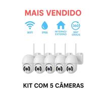 KIT 5 Câmera IP Rotativa Full HD 360 À Prova DÁgua, WiFi e Gravação em Cartão SD