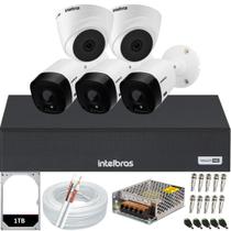 Kit 5 Cameras 1120 Dvr Mhdx 8 canais Completo Com Hd 1tb Tera - Intelbras