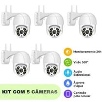 Kit 5 Câmeras 360 Full HD à Prova DÁgua com Monitoramento Inteligente