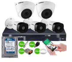 Kit 5 Câmeras de Segurança Intelbras Completo Dvr 8 ch + 5 Câmeras VHC 1120B + Hd 250GB