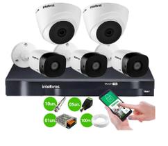 Kit 5 Câmeras de Segurança Intelbras Completo Dvr 8 ch + 5 Câmeras VHC 1120B S/Hd
