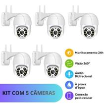 Kit 5 Câmeras externa Wi-Fi À Prova DÁgua, Áudio Bidirecional e Monitoramento pelo Celular