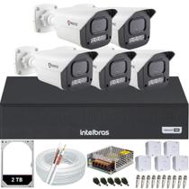 Kit 5 Câmeras Full Color C/Áudio Dvr Intelbras 8 canais 2TB