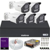 Kit 5 Câmeras Full Color C/Áudio Dvr Intelbras 8ch 1TB Purple