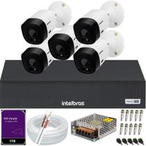 Kit 5 Câmeras Intelbras Hd 1120b Dvr Intelbras 08 Canais 1108-c C/Hd 1Tb purple