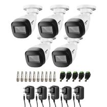 Kit 5 Câmeras Intelbras VHD 1130 B HD 720p com Lente 2.8mm Visão Noturna 30m Resistente à Chuva IP67 + Conectores + Fontes