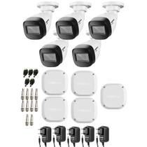 Kit 5 Câmeras Intelbras VHD 1130 B HD 720p Lente 2.8mm Infra de 30m IP67 + 5 Caixas de passagem CFTV VBOX 1100E Branca Intelbras IP66 + Acessórios