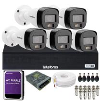 Kit 5 Câmeras Intelbras VHD 3220 B Full Color com Áudio Dvr Intelbras 08 Canais 1108-c C/Hd 2Tb Purple