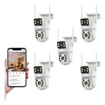 Kit 5 Câmeras IP WiFi Lente Dupla 3MP+3MP 360 HD Detecção de Movimento App