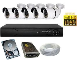 Kit 5 Cameras Segurança 1080 Full Hd 2 Mp Dvr 8 canais Multi Hd Alta Resolução c/Acessórios - protec