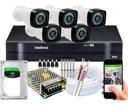 Kit 5 Cameras Segurança Dvr Intelbras Full Hd 8ch full hd c/hd completo