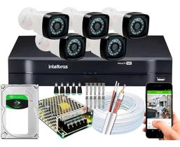 Kit 5 Cameras Segurança Dvr Intelbras Full Hd 8ch full hd c/hd completo
