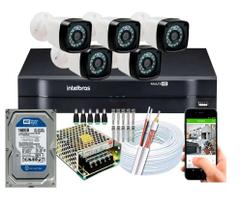 Kit 5 Cameras Segurança Dvr Intelbras Full Hd 8ch full hd C/HD
