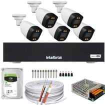 Kit 5 Câmeras Segurança FullColor Visão Noturna Colorida 1080p 2.8mm Dvr Intelbras 1tb