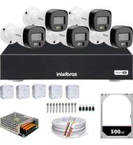 Kit 5 Cameras Seguranca Intelbras 3220 Full Color C/ Audio, Dvr 8ch 1108c C/ Hd 500gb