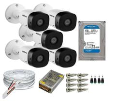 Kit 5 Câmeras Segurança VHC 1120B Hd 720 bullet Intelbras + cabos conectores C/Hd 1TB